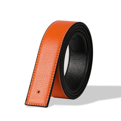 Men's Split Leather Belt Strap No Buckle 3.8cm 7 Colours Stitched Edge