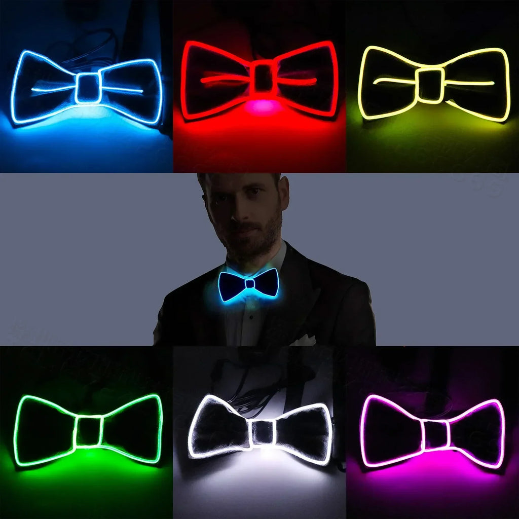 Light-Up LED Suspenders & Bow Tie Set – Adjustable Glowing Party Braces for Kids & Adults