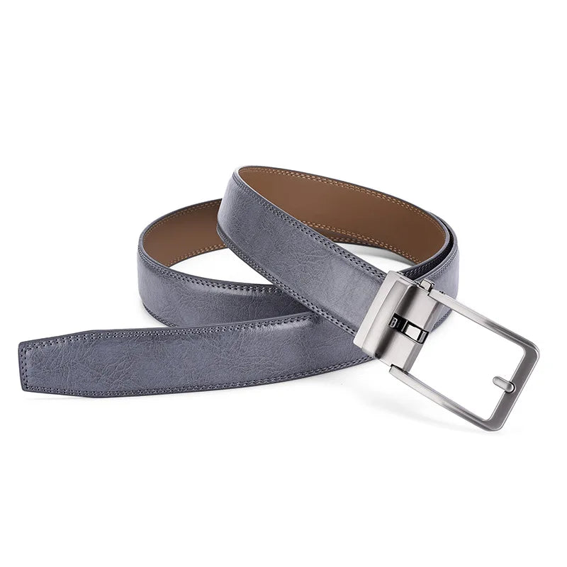 Mens Leather Ratchet Belt Automatic Sliding Buckle 35mm Smart Casual
