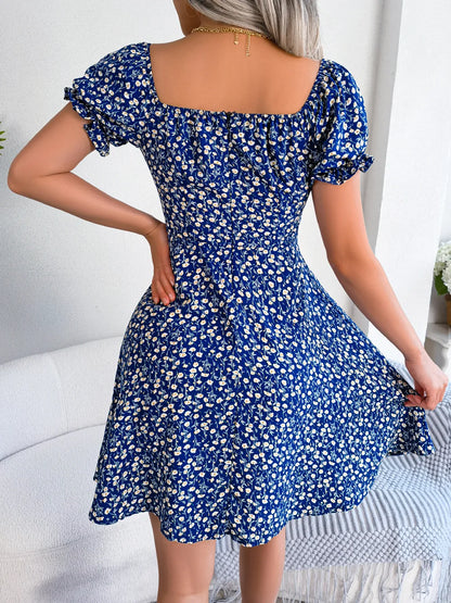 BOXDAQ Womens Floral Chiffon Butterfly Sleeve Mini Dress S XL