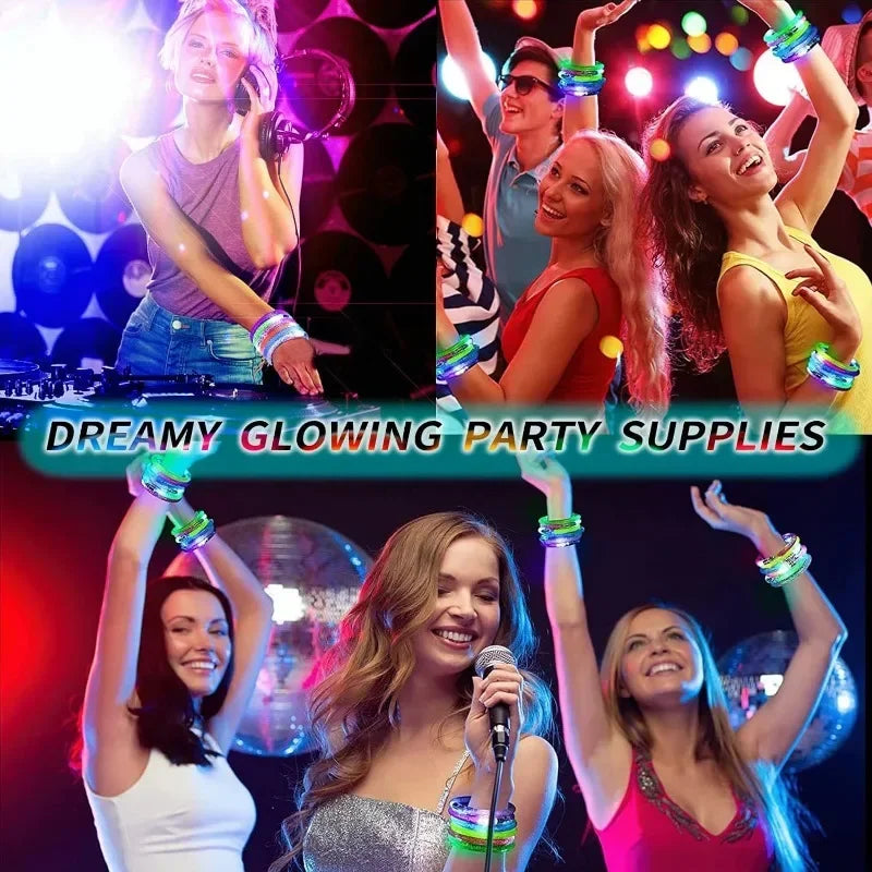 1–100PCS LED Glow Bracelets – Light-Up Bands for Halloween, Concerts, Parties & Holiday Decorations