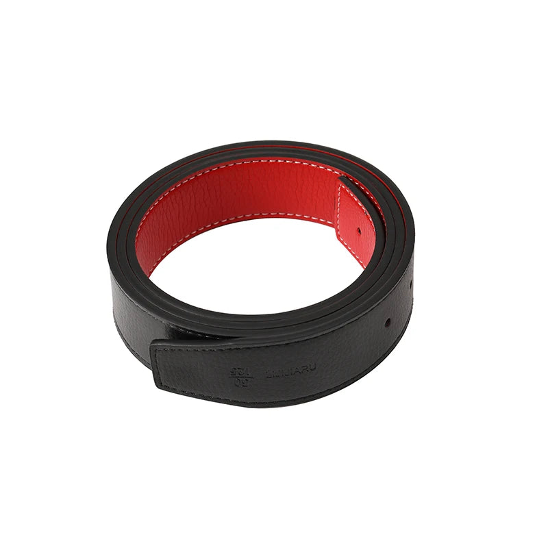 Men's Split Leather Belt Strap No Buckle 3.8cm 7 Colours Stitched Edge