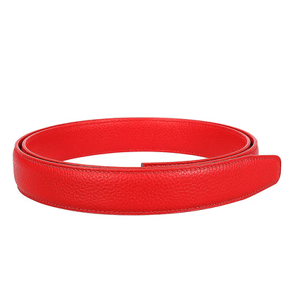 Men's Leather Belt Strap Without Buckle — Slim 3cm Cowhide Replacement Strap