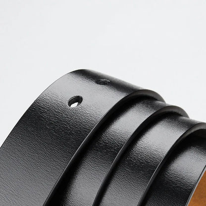 Mens Genuine Leather Belt Strap 3.8cm No Buckle Replacement Black Brown - QHA UK