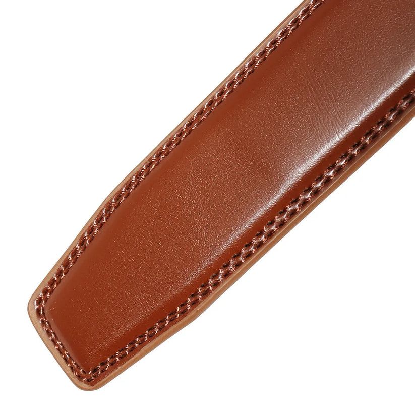 Mens Genuine Leather Belt Strap No Buckle 3cm Ratchet Replacement 110-130cm - QHA UK