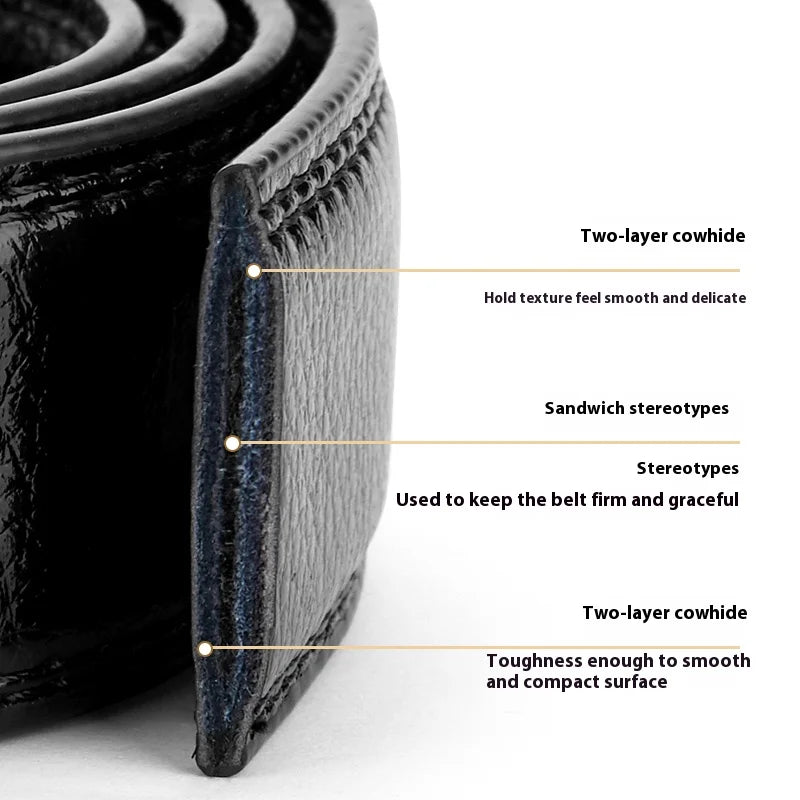 Mens Genuine Leather Ratchet Belt Strap 35mm Black Replacement 160cm