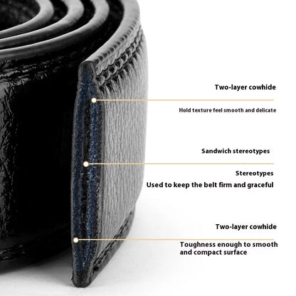 Mens Genuine Leather Ratchet Belt Strap 35mm Black Replacement 160cm