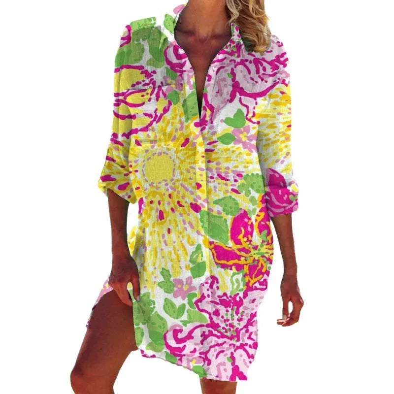 3.Boho Style Summer Cover-Up – Women's Tropical Print Beach Blouse Selection