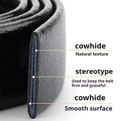 Mens Genuine Leather Ratchet Belt Strap 3.5cm Adjustable Replacement Black - QHA UK