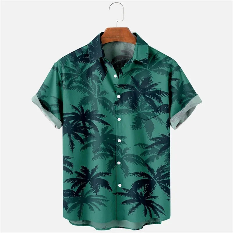 3D Printed Leopard Print Men's Shirt  Fashionable and Casual Summer Short Sleeved Beach Shirt