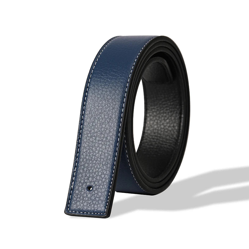 Men's Split Leather Belt Strap No Buckle 3.8cm 7 Colours Stitched Edge