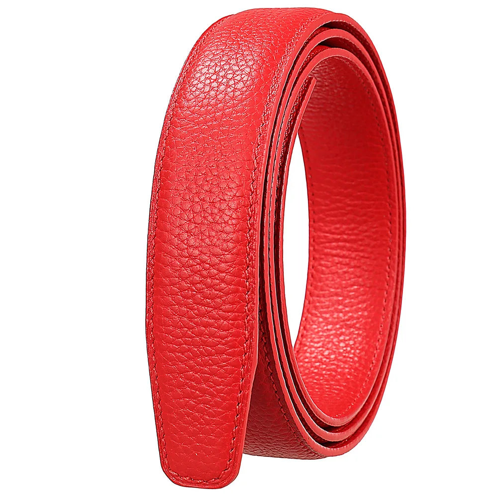 Men's Leather Belt Strap Without Buckle — Slim 3cm Cowhide Replacement Strap