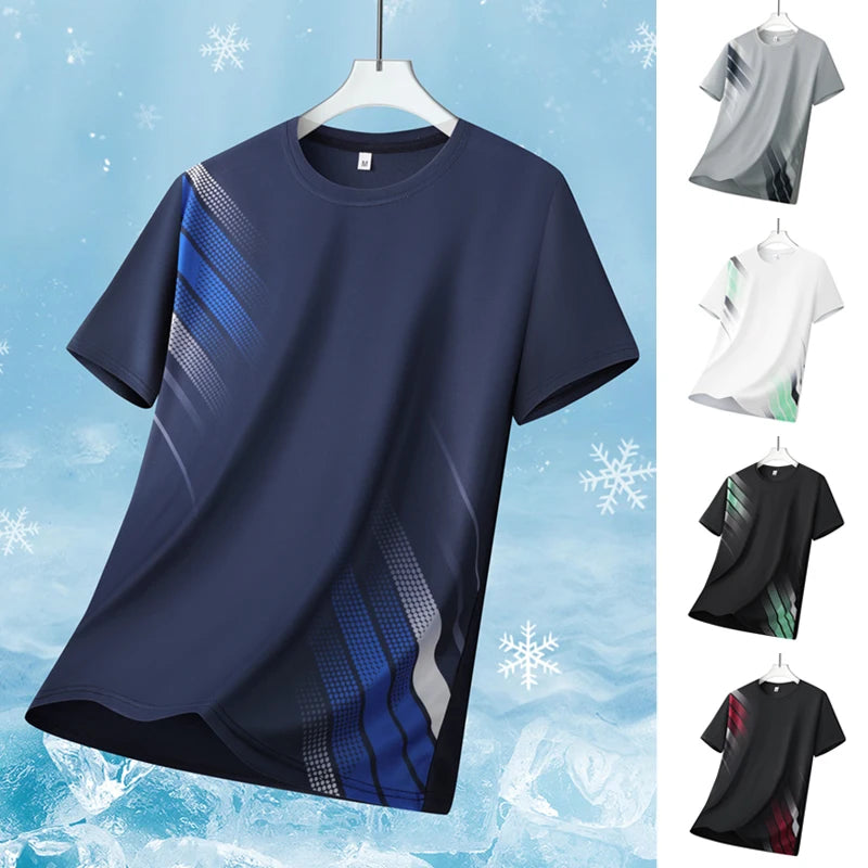 Unisex T-Shirt Short Sleeve Summer Polyester Quick-drying Ice Silk Short-sleeved