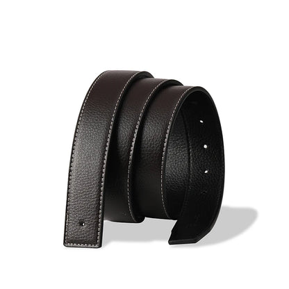 Men's Split Leather Belt Strap No Buckle 3.8cm 7 Colours Stitched Edge