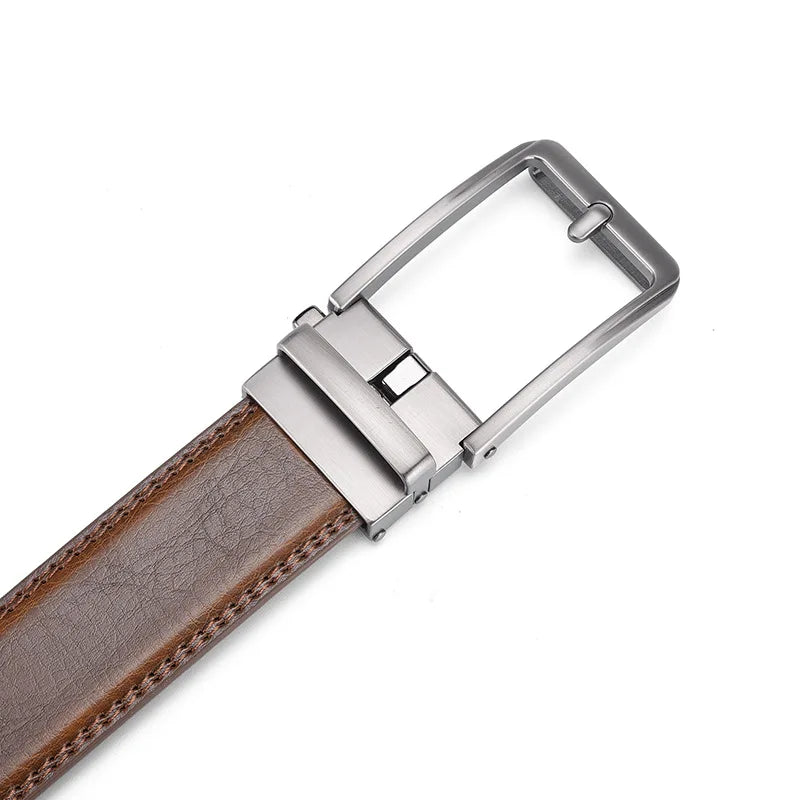 Mens Leather Ratchet Belt Automatic Sliding Buckle 35mm Smart Casual