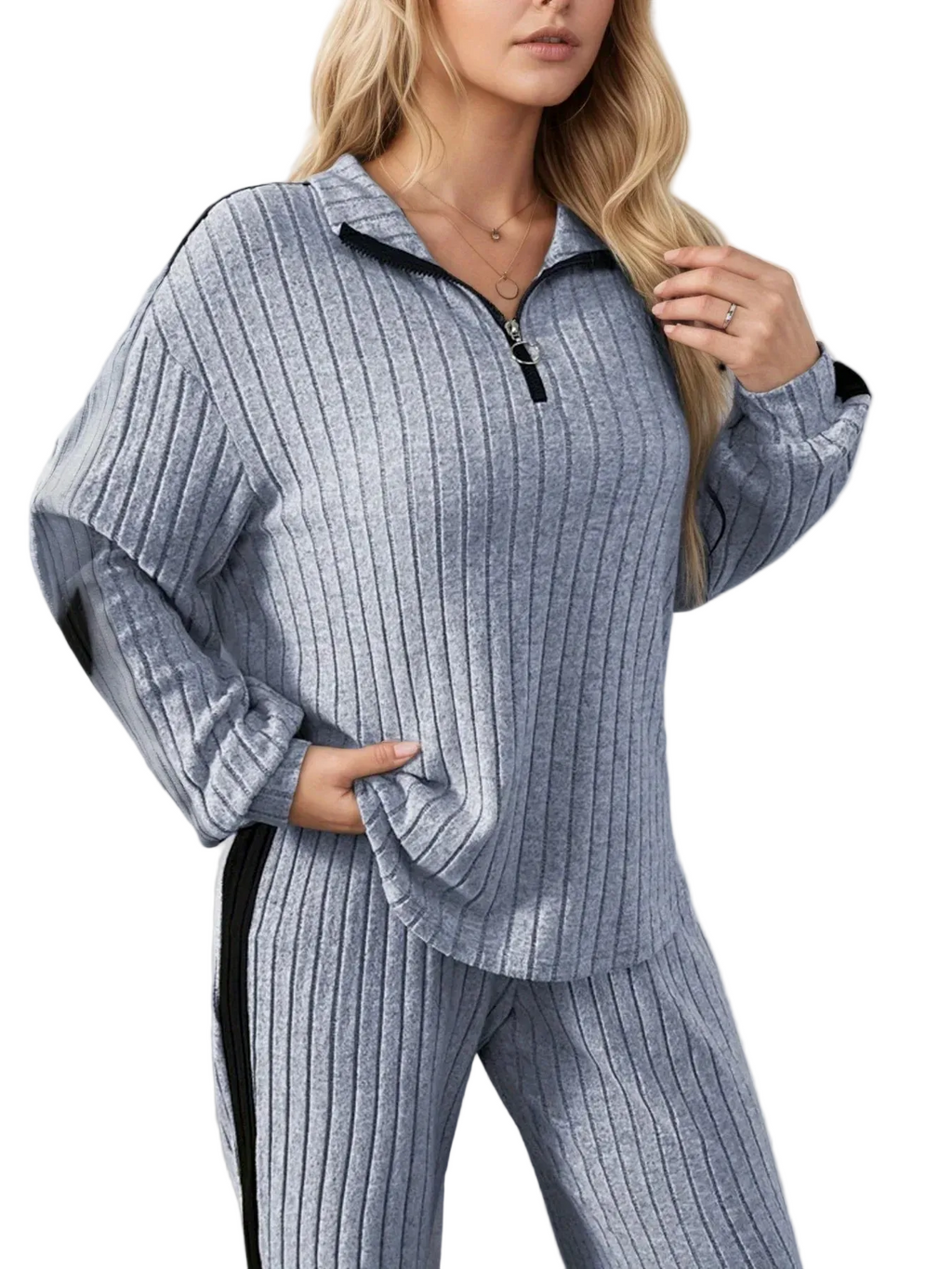Womens 2-Piece Suit Zipper Collar Long Sleeve Top Wide Leg Pants 8-16