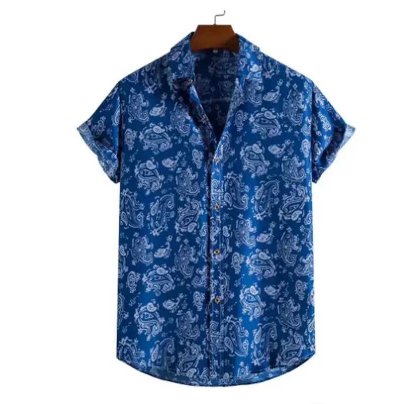 3D Printed Leopard Print Men's Shirt  Fashionable and Casual Summer Short Sleeved Beach Shirt