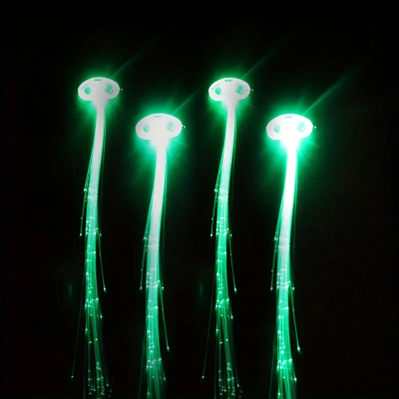 10PCS LED Fibre Optic Hair Clips – Light-Up Glow Barrettes for Parties, Bars & Night Events | Glow-in-the-Dark Hair Pins