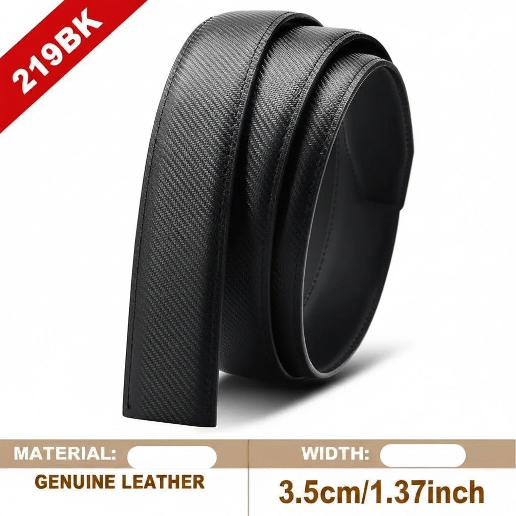 Mens Genuine Leather PU Belt Strap No Buckle 35mm Auto Black Brown
