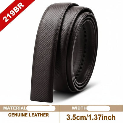 Mens Genuine Leather PU Belt Strap No Buckle 35mm Auto Black Brown