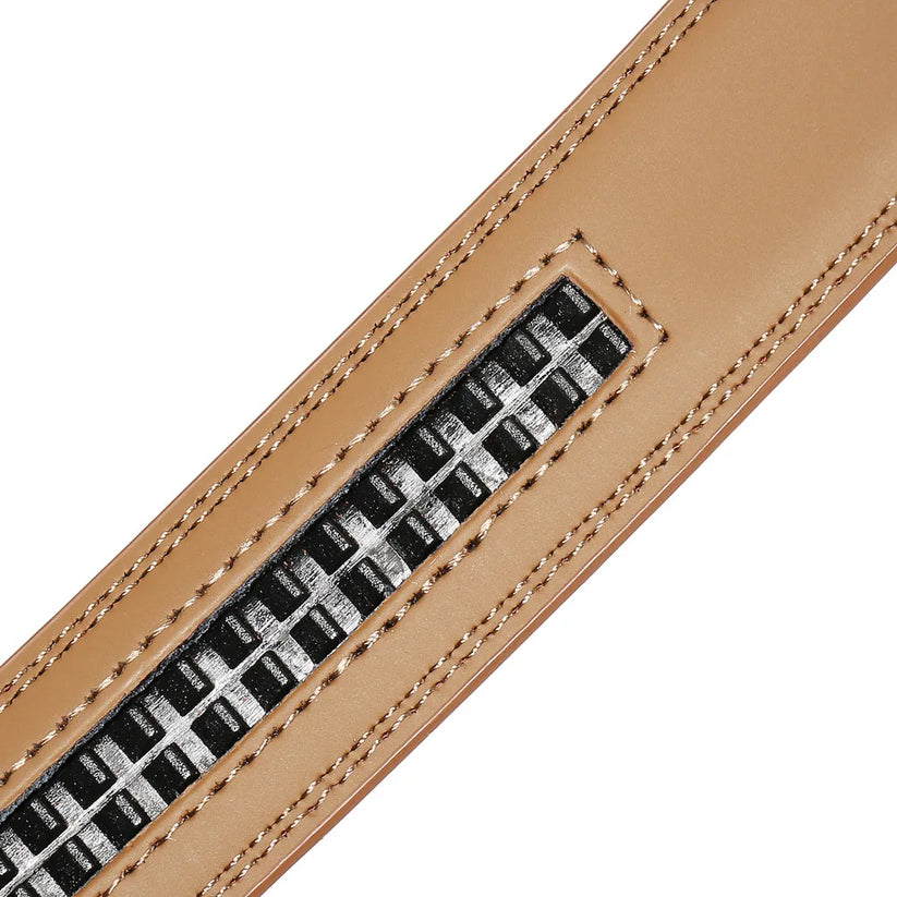 Mens Genuine Leather Belt Strap No Buckle 3cm Ratchet Replacement 110-130cm - QHA UK