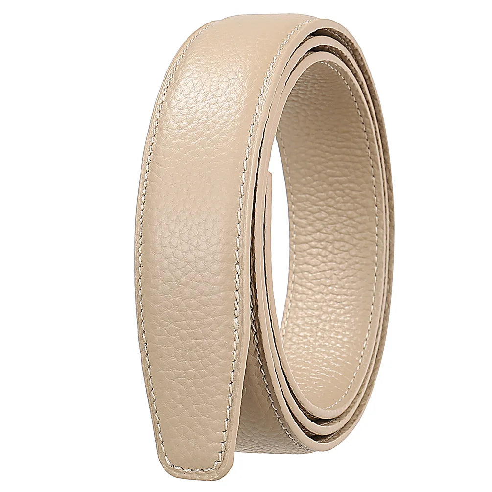 Men's Leather Belt Strap Without Buckle — Slim 3cm Cowhide Replacement Strap
