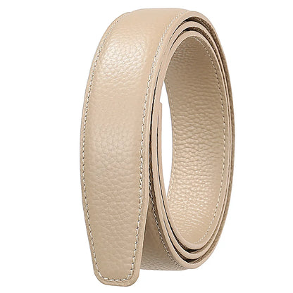 Men's Leather Belt Strap Without Buckle — Slim 3cm Cowhide Replacement Strap