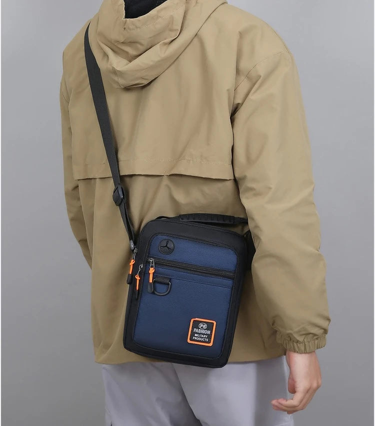 Men's Mini Oxford Messenger Bag with Zipper Closure and Polyester Lining