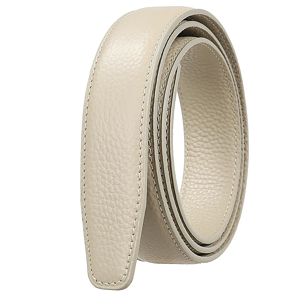 Men's Leather Belt Strap Without Buckle — Slim 3cm Cowhide Replacement Strap