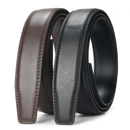 Men's Leather Ratchet Belt Automatic Buckle Black Brown Big and Tall