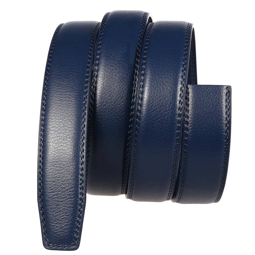 Unisex Thin Leather Belt Strap Without Buckle 3.1cm 110–130cm
