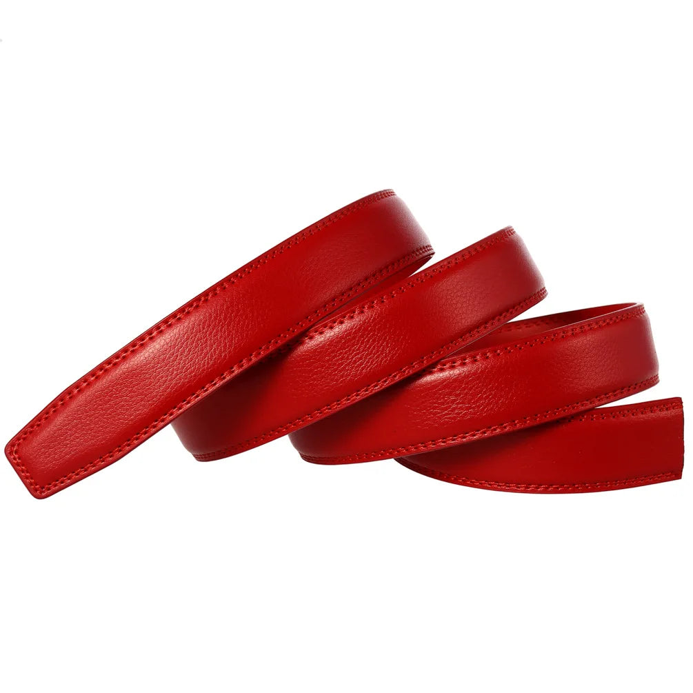 Unisex Thin Leather Belt Strap Without Buckle 3.1cm 110–130cm