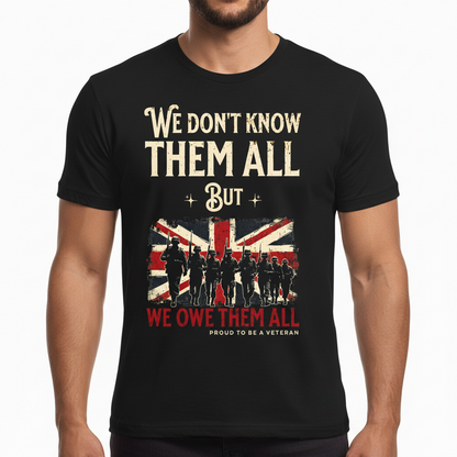Men's Veterans T-Shirt We Owe Them All Union Jack Cotton Tee
