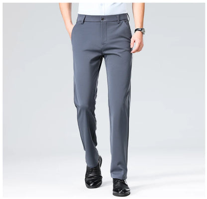 Mens Slim Fit Formal Trousers Stretch Smart Business Suit Pants - QHA UK