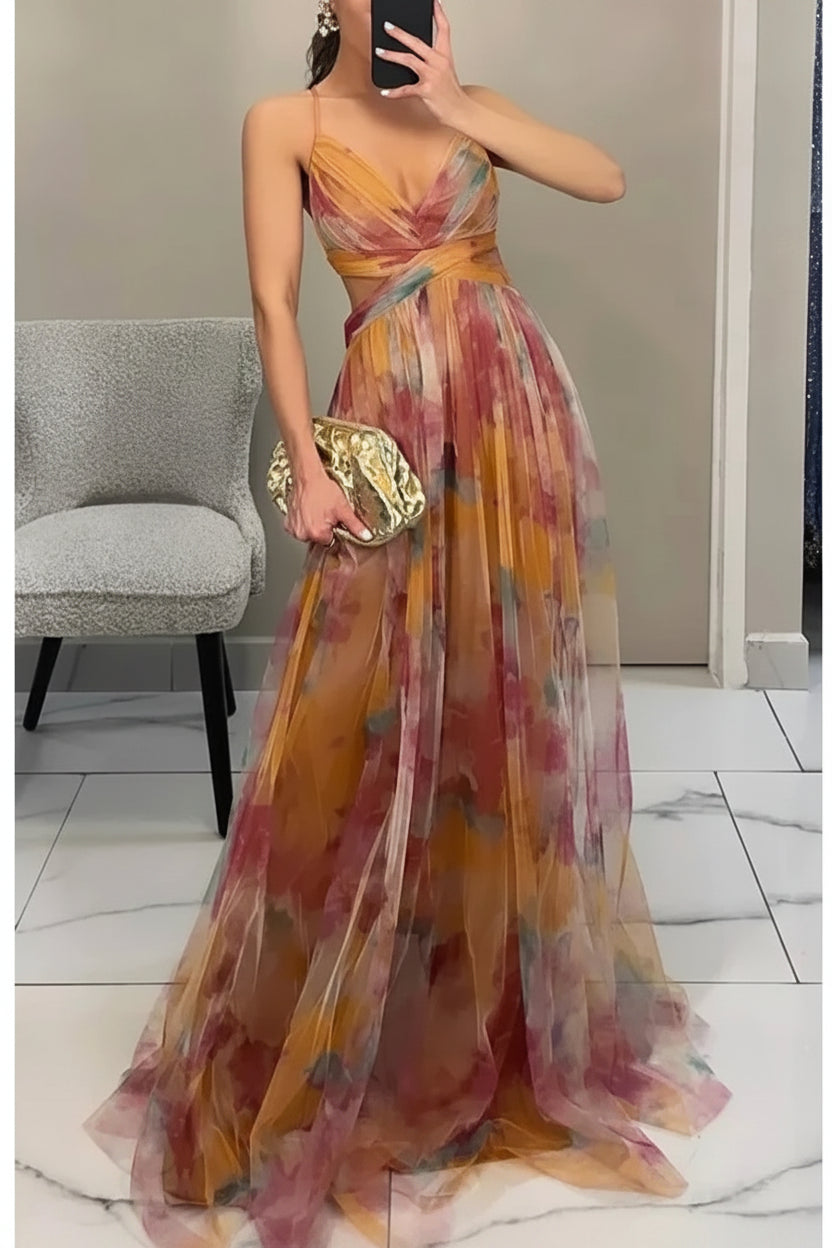 QDMUCHENLUOKE Womens Printed Pleated Party Dress S to XXL
