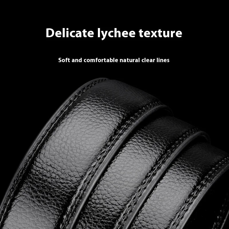 Mens Genuine Leather Ratchet Belt Strap 35mm Black Replacement 160cm