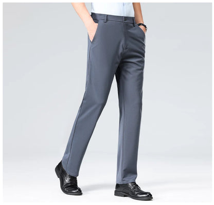 Mens Slim Fit Formal Trousers Stretch Smart Business Suit Pants - QHA UK
