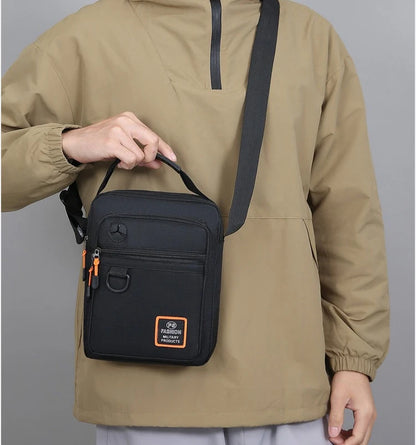 Men's Mini Oxford Messenger Bag with Zipper Closure and Polyester Lining