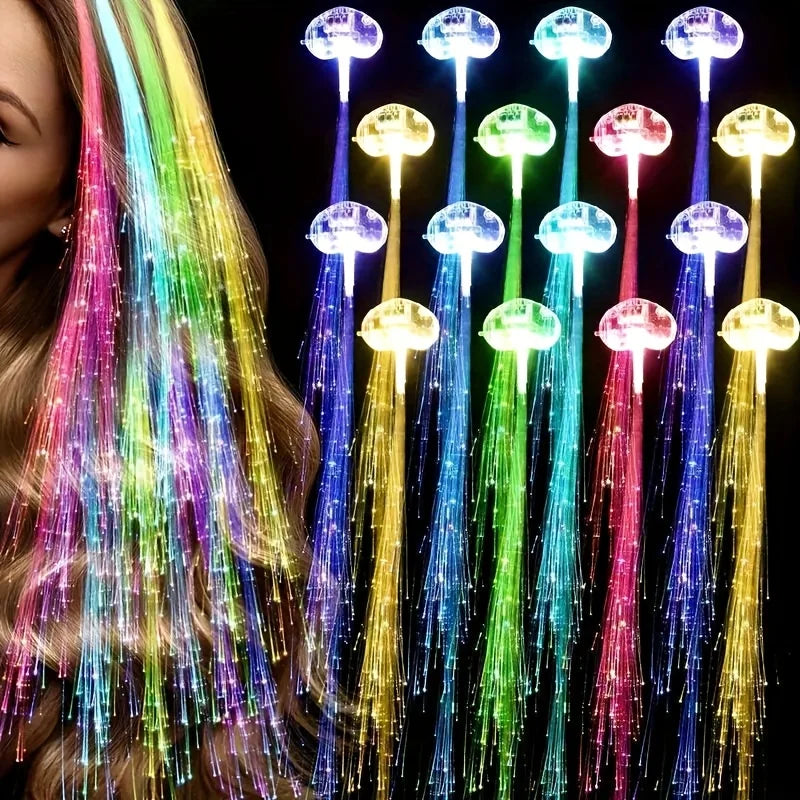 10PCS LED Fibre Optic Hair Clips – Light-Up Glow Barrettes for Parties, Bars & Night Events | Glow-in-the-Dark Hair Pins