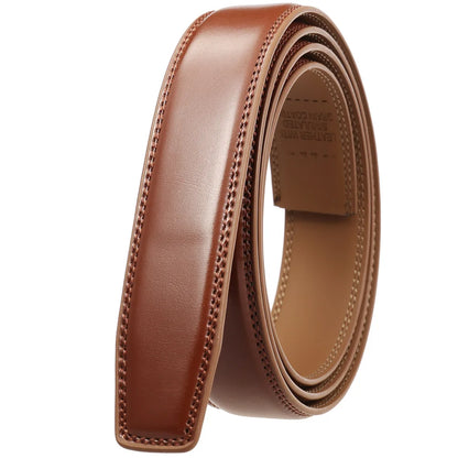Mens Genuine Leather Belt Strap No Buckle 3cm Ratchet Replacement 110-130cm - QHA UK