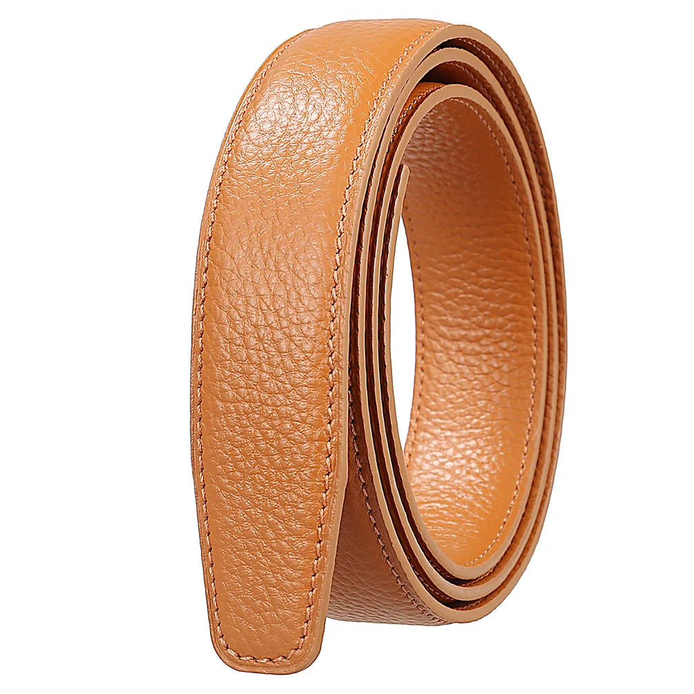 Men's Leather Belt Strap Without Buckle — Slim 3cm Cowhide Replacement Strap