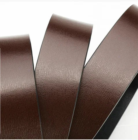 Mens Reversible PU Leather Belt Strap No Buckle Black / Brown 3.3cm - QHA UK