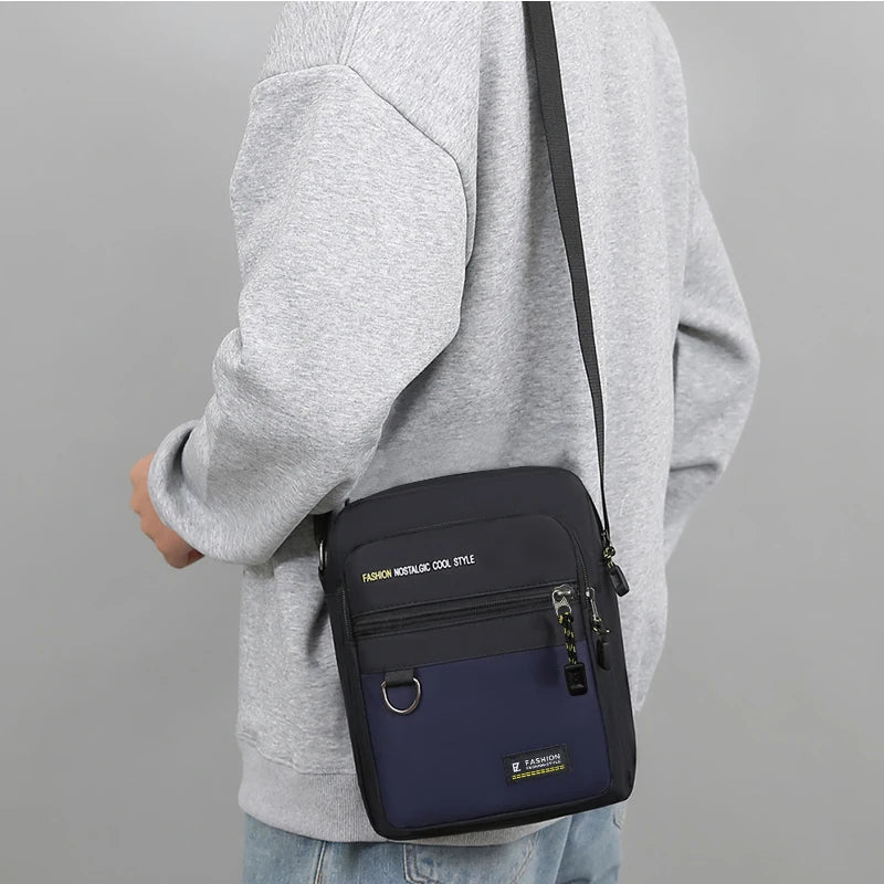Durable Men's Crossbody Bag, Water Resistant Nylon Shoulder Purse with Multi-pocket Design for Daily Commute & Travel