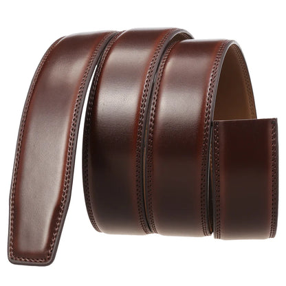 Mens Genuine Leather Belt Strap No Buckle 3cm Ratchet Replacement 110-130cm - QHA UK