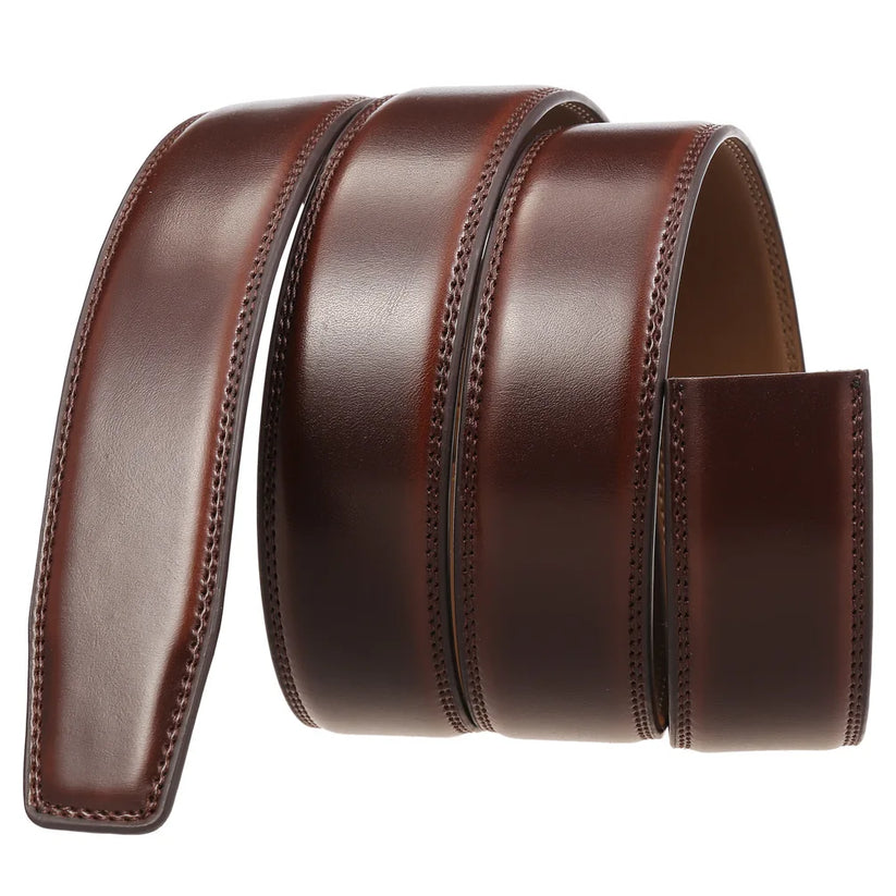 Mens Genuine Leather Belt Strap No Buckle 3cm Ratchet Replacement 110-130cm - QHA UK