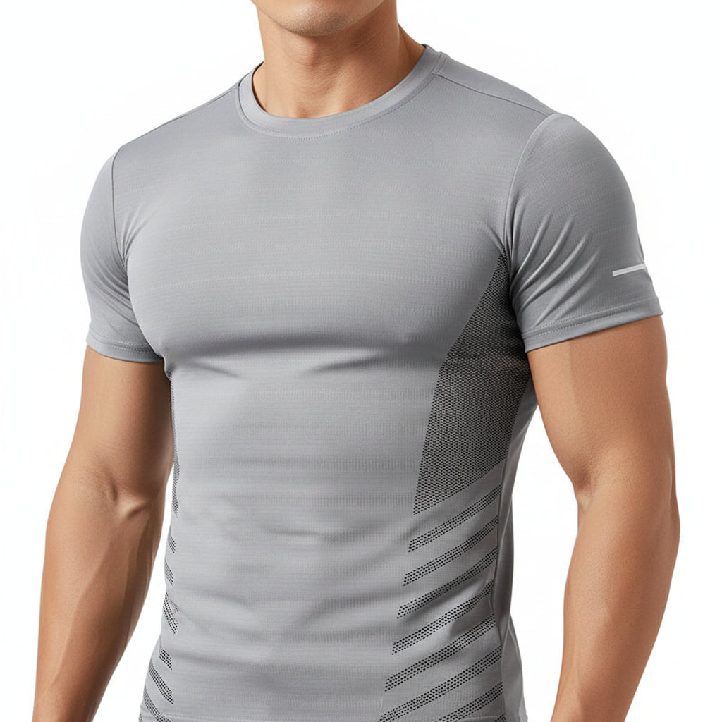 Mens Ice Silk Running T-Shirt | Quick Dry Breathable Reflective Gym Top