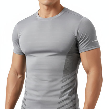 Mens Ice Silk Running T-Shirt | Quick Dry Breathable Reflective Gym Top