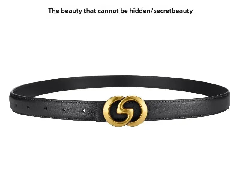 Women's PU Leather Denim Buckle Belt Casual Waistband Black Brown 95–110cm