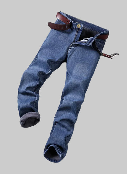 Mens Straight Stretch Jeans Slim Fit Smart Casual Work Denim Trousers