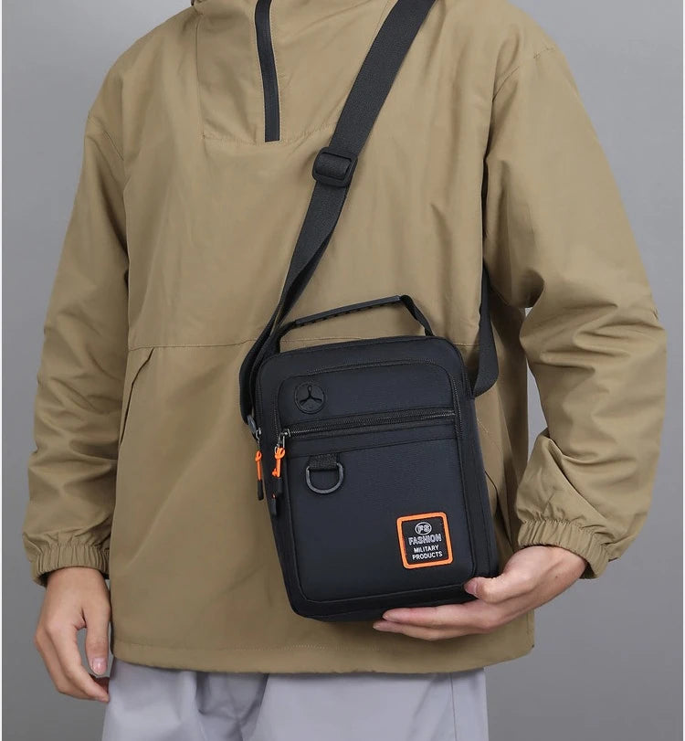 Men's Mini Oxford Messenger Bag with Zipper Closure and Polyester Lining